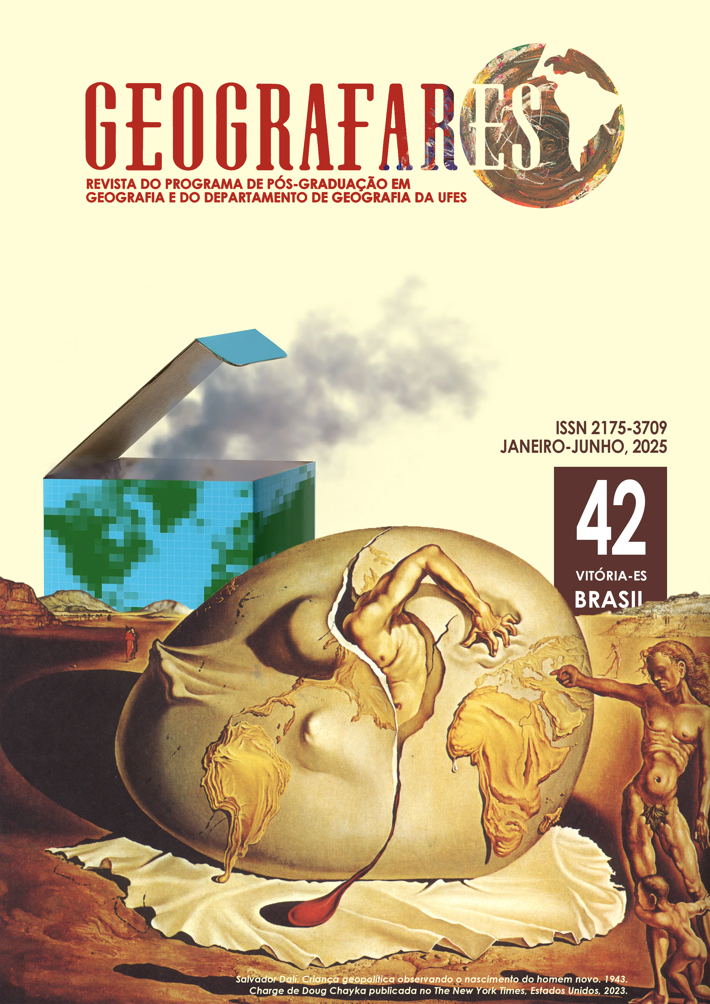 Salvador Dalí. Criança geopolítica observando o nascimento do homem novo. 1943. Charge de Doug Chayka publicada no The New York Times, Estados Unidos, 2023.