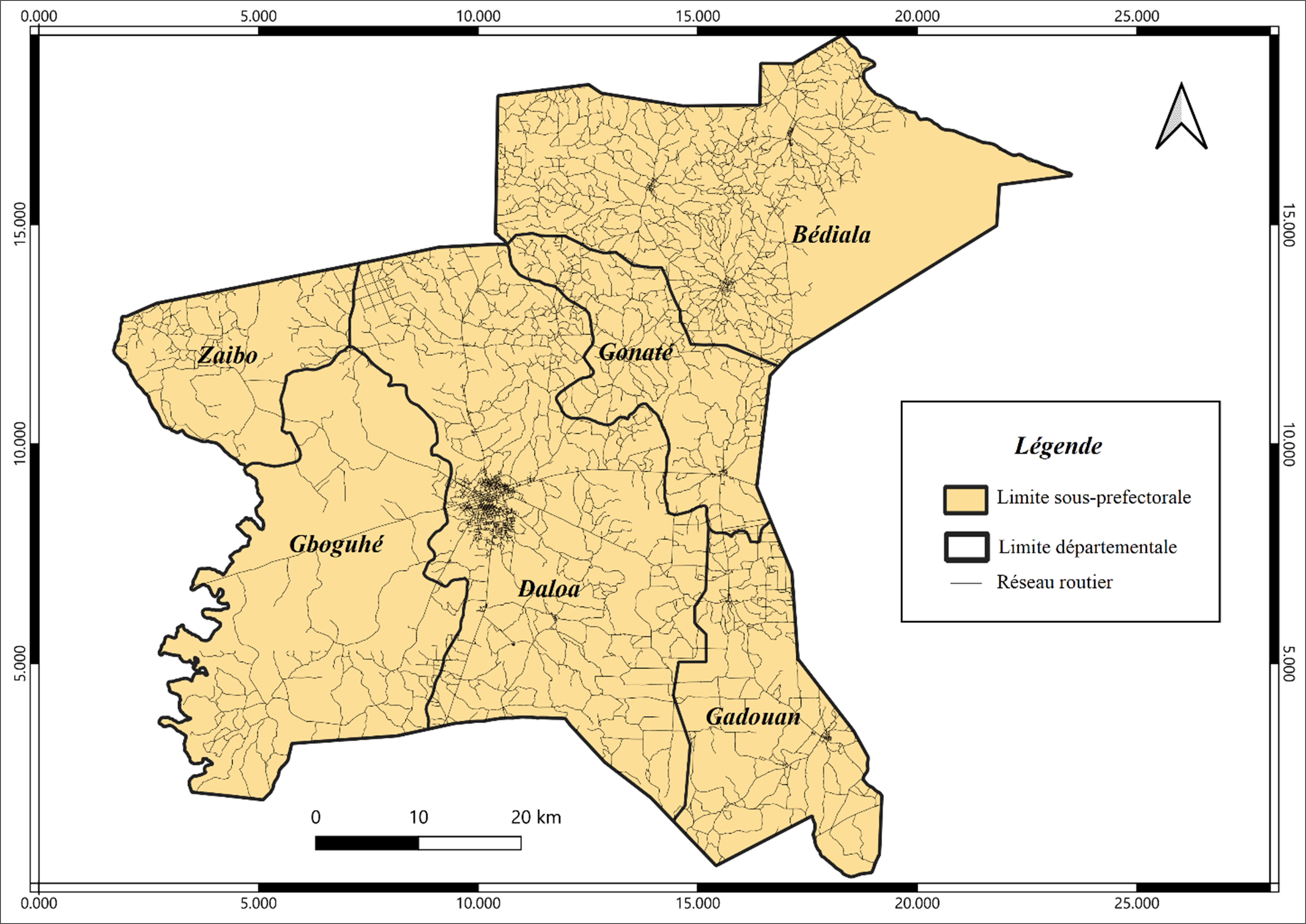 Localização do departamento de Daloa