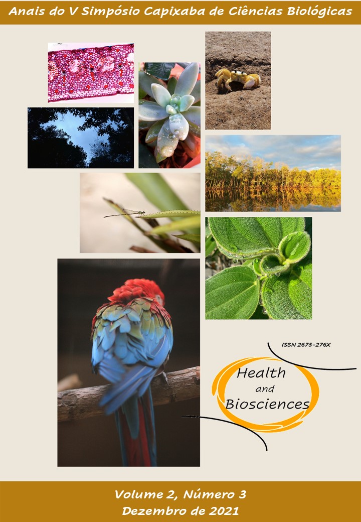 					Visualizar v. 2 n. 3 (2021): Health and Biosciences. EDIÇÃO ESPECIAL: Anais do V Simpósio Capixaba de Ciências Biológicas
				