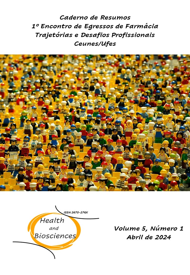 					Afficher Vol. 5 No 1 (2024): Health and Biosciences. EDIÇÃO ESPECIAL: Cadernos de Resumos do 1º Encontro de Egressos de Farmácia do Ceunes/Ufes: trajetórias e desafios profissionais 
				