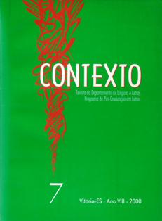 					Visualizar n. 7 (2000): Contexto: Revista do Departamento de Línguas e Letras e do Programa de Pós-Graduação em Letras
				
