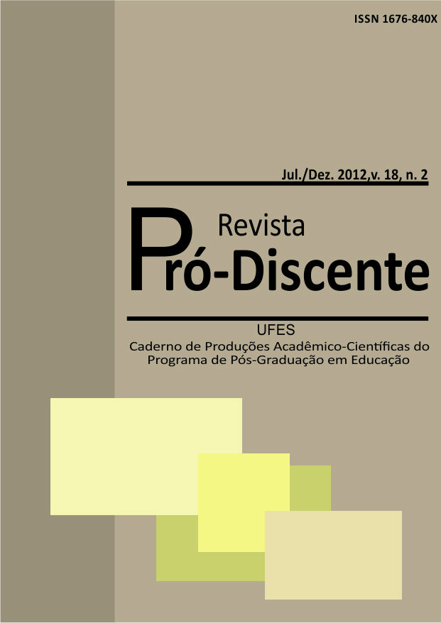 					Visualizar v. 18 n. 2 (2012): Revista Pró-Discente
				