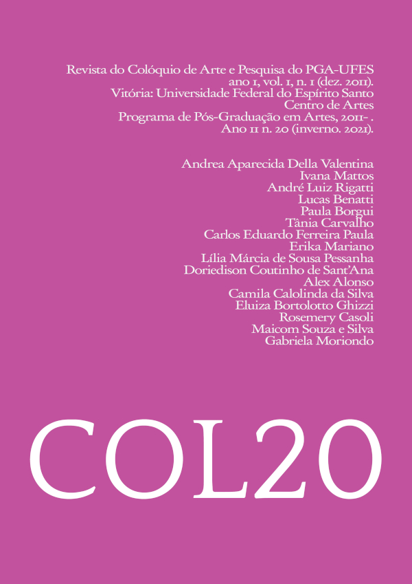 Fundo rosa com referência completa da edição da revista, nomes de todos os autores e indicação de COL20 em letras brancas.