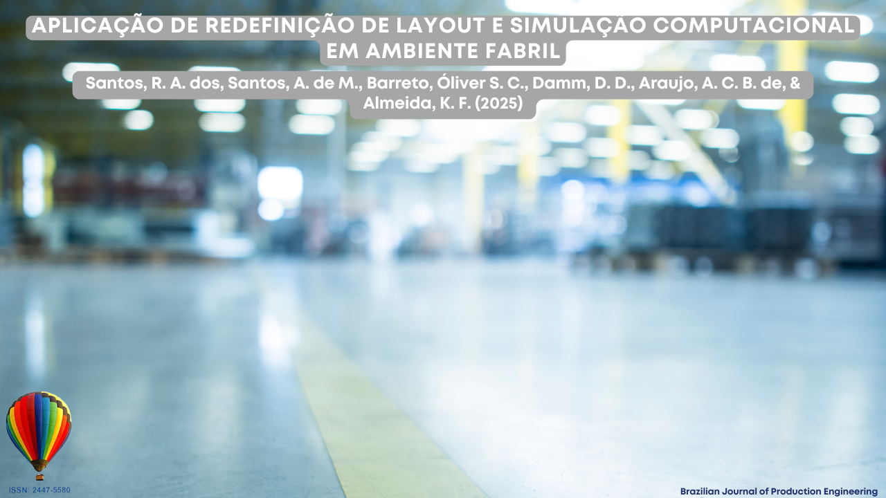 Imagem de capa do artigo da BJPE com o fundo desfocado de um ambiente fabril e o título do artigo com os autores em destaque na parte superior.