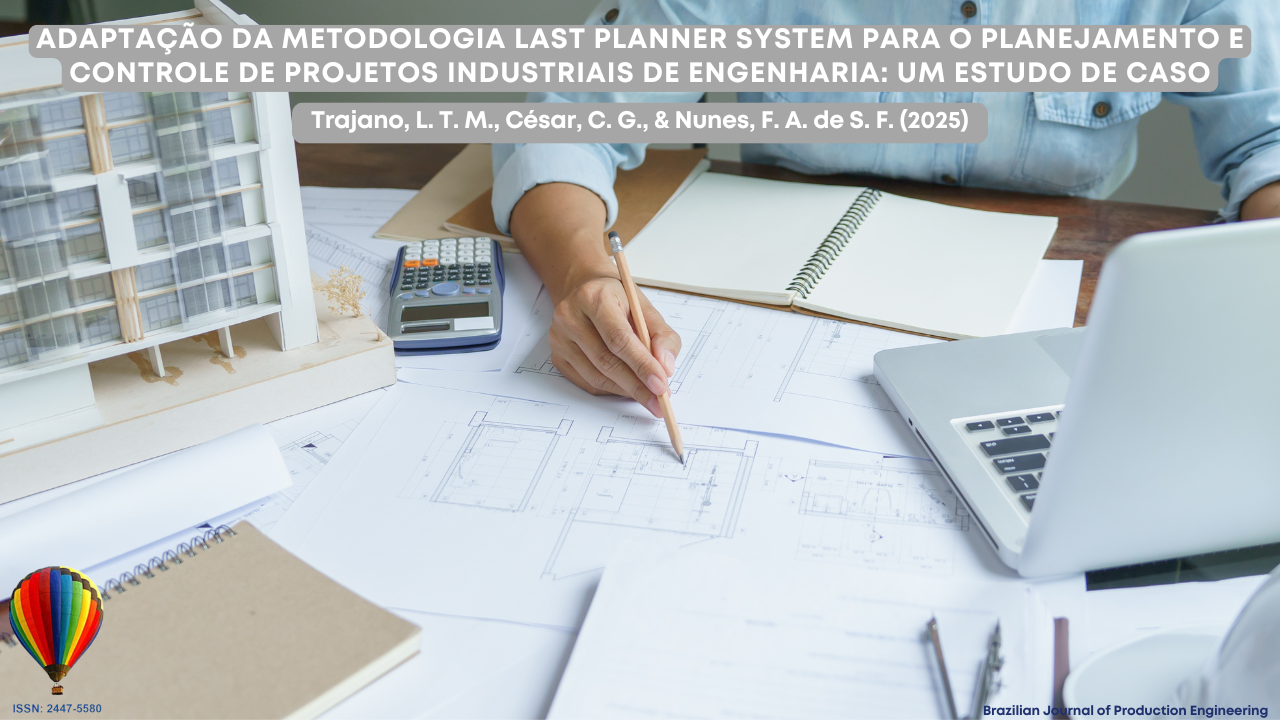 “Imagem de capa do artigo da BJPE mostrando uma pessoa trabalhando em desenhos de engenharia sobre a mesa, ao lado de uma maquete de edifício, uma calculadora, um caderno e um laptop.”