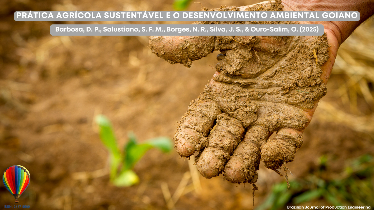 “Close da mão coberta de terra úmida em um campo agrícola, simbolizando práticas agrícolas sustentáveis.”
